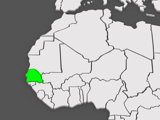 Obraz premium Map of worlds. Senegal.