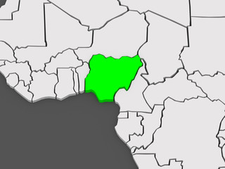 Fototapeta na wymiar Map of worlds. Nigeria.
