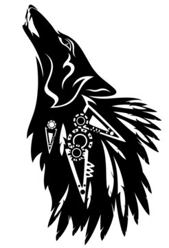 recommend clip art: howling wolf tribal design