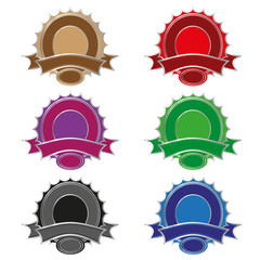 set of silver framed label logo wappen