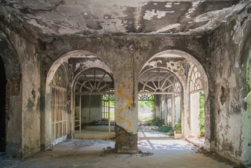 Fototapeta na wymiar Abandoned hotel after war in Croatia