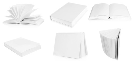 Collage of white empty books