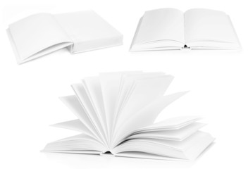 Collage of white empty books