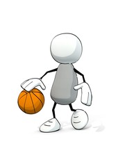 little sketchy man playing basketball