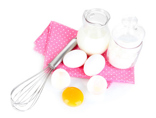 Ingredients for dough isolated on white