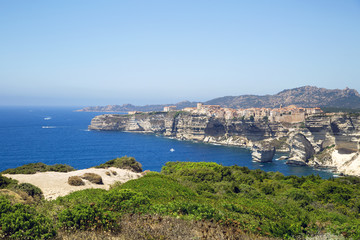 Fototapeta na wymiar View from the cliff of Bonifacio, Corsica, France