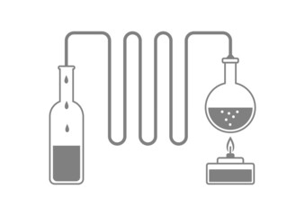 Grey distillation kit on white background