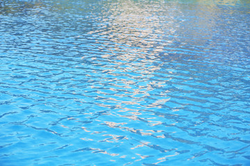 Blue water in swimming pool