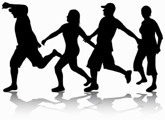 Running people silhouettes
