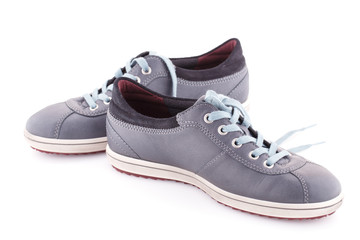 Gray boots isolated on white background.