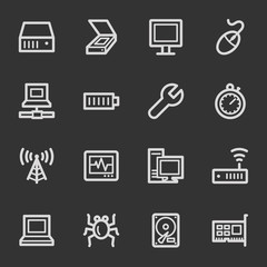Computer components web icon set 2, grey set