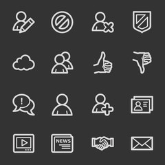 Community. Social media web icons, grey set