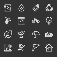 Green ecology web icon set 4, grey set