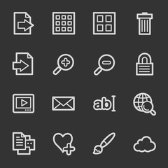 Image viewer web icons, grey set