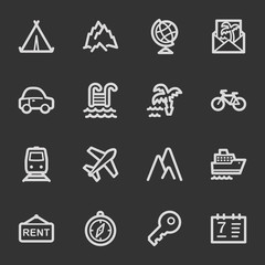 Travel web icon set 1, grey set
