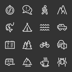 Travel web icon set 3, grey set