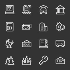 Travel web icon set 4, grey set