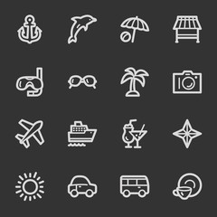 Vacation web icon set 1, grey set