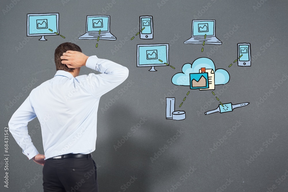 Poster composite image of thinking businessman scratching head