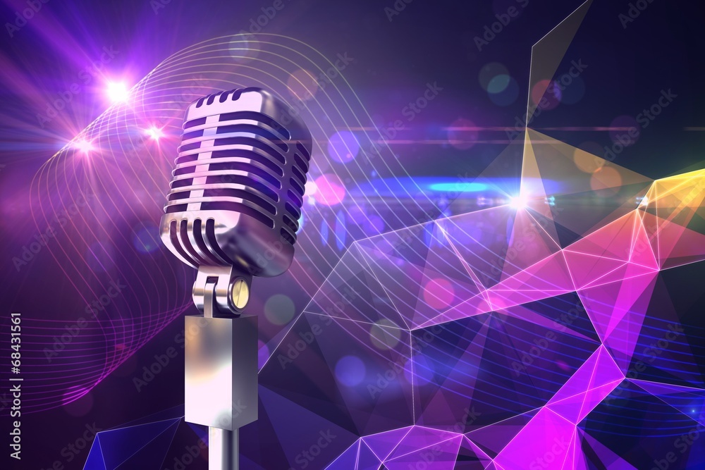 Aufkleber composite image of retro chrome microphone