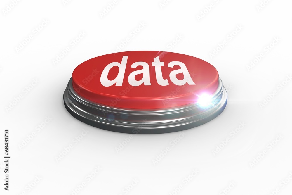 Poster Data against digitally generated red push button