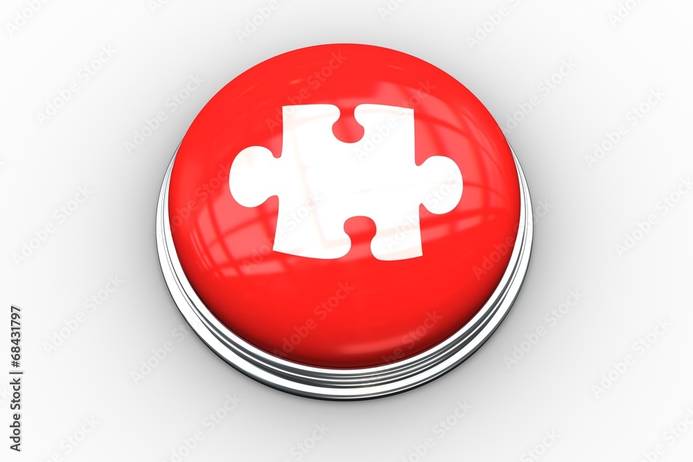 Poster composite image of jigsaw piece graphic on button
