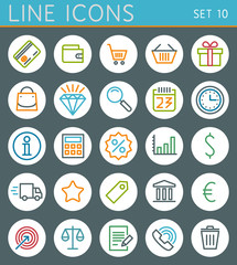Shopping line icons set. Sale vector web design elements