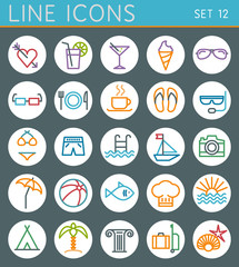 Travel line icons set. Summer holidays vector web design