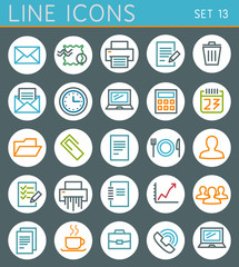 Line geometric icons set. Summer holidays vector web design