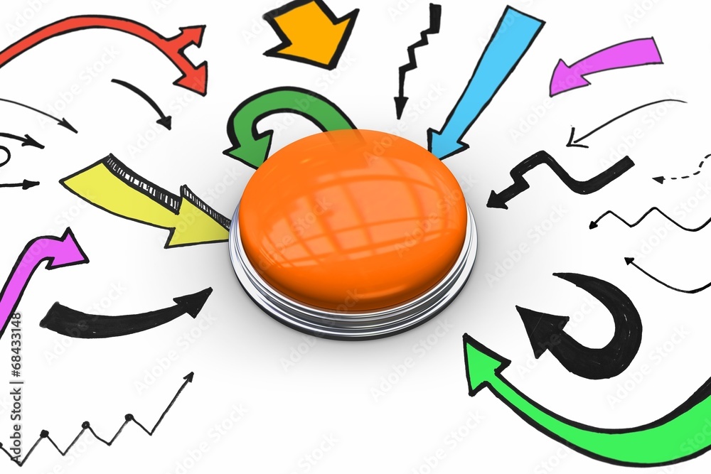 Poster Composite image of shiny orange push button