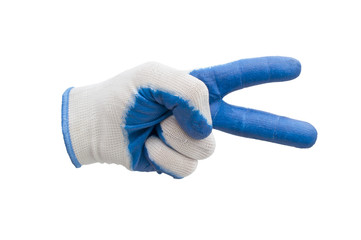blue work gloves isolated