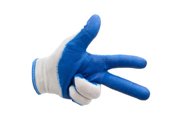 blue work gloves isolated
