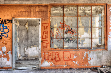 Dilapidated office in an abandoned factory