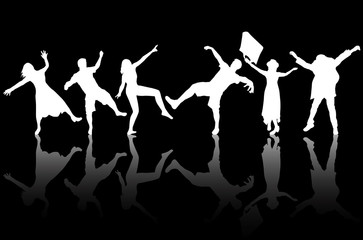 Fototapeta na wymiar Dancing people silhouettes