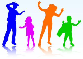 Happy family silhouettes