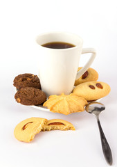 Hot drink coffee and cookies