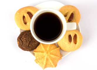 Hot drink coffee and cookies