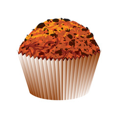 Muffin with chocolate cake. Vector object