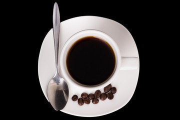 Hot drink in white cup