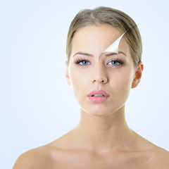 anti-aging concept, portrait of beautiful woman with problem and