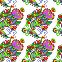 Obraz premium hand drawing ornate seamless flower paisley design background, u