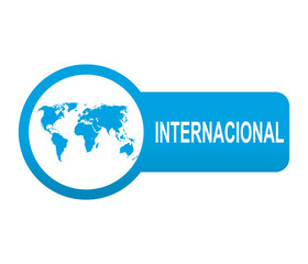 Etiqueta tipo app azul alargada INTERNACIONAL