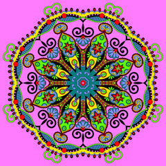 Circle lace ornament, round ornamental geometric doily pattern