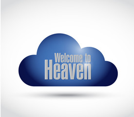 welcome to heaven cloud sign illustration design