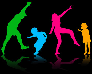 Happy family silhouettes