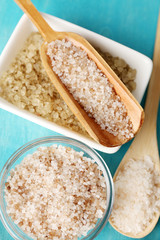 Different sea salt close up