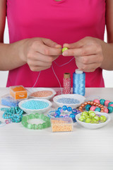 Process of creating costume jewelry close-up