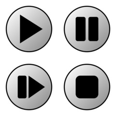 Play, pause, stop, forward buttons set