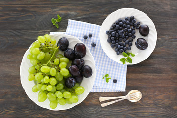 Grapes, plums and blueberries