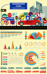 Passenger car, transportation infographics